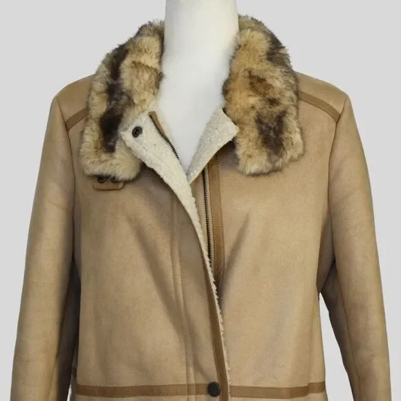 T TAHARI Women's Faux Shearling Coat Size L - Picture 4 of 8